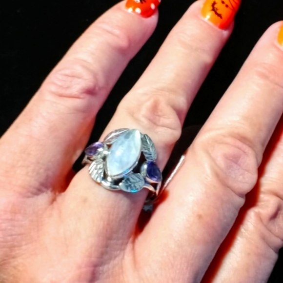 Moonstone & Amethyst Ring - Picture 3 of 4